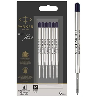 Image de Parker recharges pour stylo bille pointe moyenne encre noire QUINKflow lot de 6