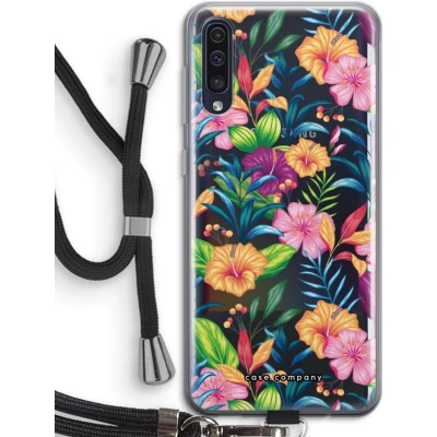 Afbeelding van Case Company® hoesje met Koord geschikt voor Samsung Galaxy A50 Tropisch 2 Telefoonhoesje Zwart Bescherming aan alle Kanten en Over de Schermrand