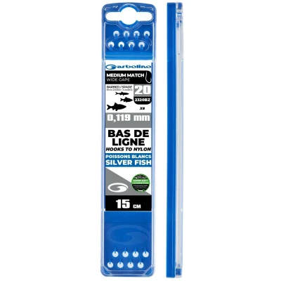 Afbeelding van Garbolino Hooks to Nylon Competition Medium Wide Gape 15cm (8 pcs) Maat : Haak 14 (2320BZ) 0.142mm Super Soft