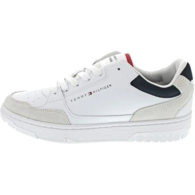 Afbeelding van Tommy Hilfiger Basket CORE MIX Sneakers laag, Heren, Maat: 40, White Leer en textiel