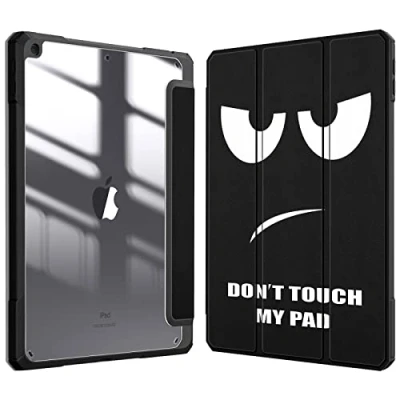 Afbeelding van Fintie Hoes Compatibel met 10,2 inch iPad 9. 2021/8 generatie. Generatie 2020/7. GEN 2019 &quot;Ingebouwde pennenhouder&quot; schokbestendige afdekking, transparante, transparante harde behuizing achterhoes, niet aanraken