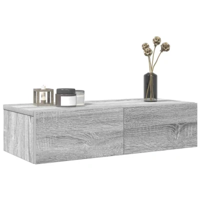 Afbeelding van vidaXL Wandschap met lades 60x26,5x15 cm bewerkt hout grijs sonoma
