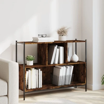 Afbeelding van Boekenkast 102x28x77,5 cm bewerkt hout gerookt eikenkleurig