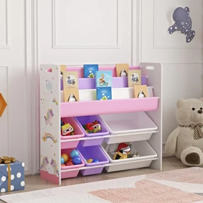 Afbeelding van Kinderkast Rødøy open kast 78x86x27cm eenhoornmotief [en.casa]
