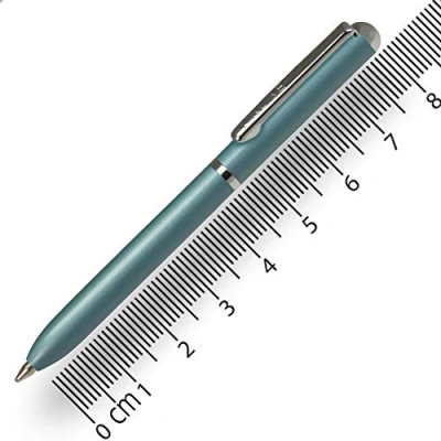 Afbeelding van mini balpen, turquoise, navulbaar, portemonnee, intrekbaar, met navulinkt D1, zwart, klein slechts 8 cm