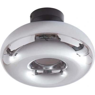 Afbeelding van Lindby plafondlamp 1licht ijzer, glas H: 19 cm E27 zwart, rookgrijs