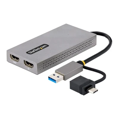 Image de StarTech.com USB to Dual HDMI Adapter A/C 2x Monitors (1x 4K 30Hz 1x 1080p) Integrated A C Dongle 4in/11cm Cable Windows &amp; macOS 3.0 Multi Monitor Display for Laptop (107B HDMI) Adaptateur vidéo t