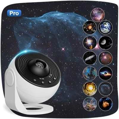 Afbeelding van Macchiatto Planetarium projector, sterrenhemel, projector met 12 filmschijven, nachtlampje, 360 graden draaibaar, voor slaapkamer, plafond, kinderen en volwassenen