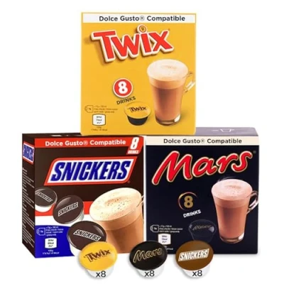 Afbeelding van Mars, Snickers &amp; Twix Dolce Gusto capsules warme chocolademelk, 24 chocolademelk