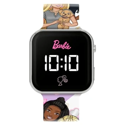 Afbeelding van Accutime Barbie Led kinderhorloge met bedrukte armband, Roze, Modern