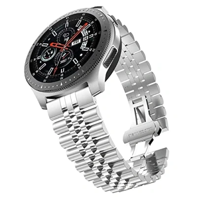 Afbeelding van Cadorabo Bandje 22mm geschikt voor Samsung Galaxy Gear S3 / 2 in ZILVER Vervangingsmanchet Huawei Watch GT Pro Ticwatch enz.
