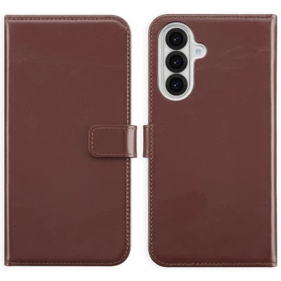 Afbeelding van Selencia Hoesje Geschikt voor Samsung Galaxy A56 Met Pasjeshouder Echt Lederen Bookcase Bruin
