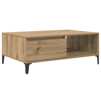 Afbeelding van vidaXL Salontafel artisanaal eikenkleurig 90 x 60 35 cm Bewerkt hout