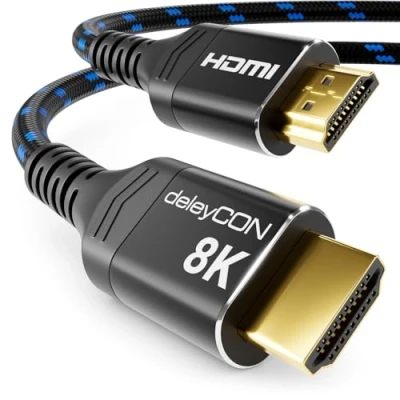 Afbeelding van deleyCON 2 m 8K HDMI 2.1 kabel (48G, Ultra High Speed) @60Hz 4K @120Hz 2K @144Hz/165Hz EARC HDCP 2.3/2.2 compatibel met DTS:X HDR Dynamic Dolby Atmos TV PS5 Xbox Monitor zwart/blauw