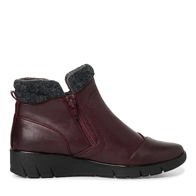 Afbeelding van Jana Enkellaarsjes met sleehak, Dames, Maat: 40, Merlot Textiel/ synthetisch