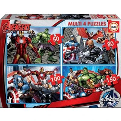 Afbeelding van Educa Borras Avengers. 4 progressieve puzzels voor kinderen. 50/80/100/150 stukjes. +5 jaar. Ref. 16331
