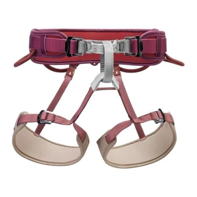 Afbeelding van PETZL CORAX Comfortabel en volledig verstelbaar harnas voor sportschool outdoor klimmen, riem met dubbele gesp, donkerrood