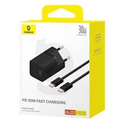 Afbeelding van Baseus GaN5 30W Compacte Fast Charger Mini USB C Zwart