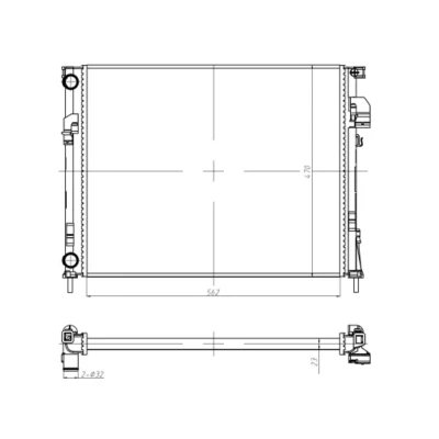 Afbeelding van NRF 58332A Radiateur Aluminium 562 470 23 Koelribben mechanisch gelast OPEL: Vivaro A Van, Combi, RENAULT: TRAFIC 2 Kasten,