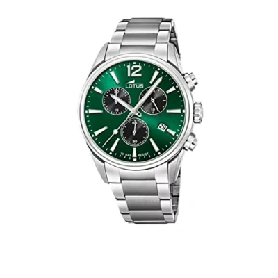 Afbeelding van Lotus chrono stalen horloge groene wijzerplaat