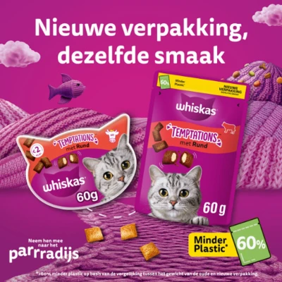 Afbeelding van 8x Whiskas Snack Temptations Rund 60 gr