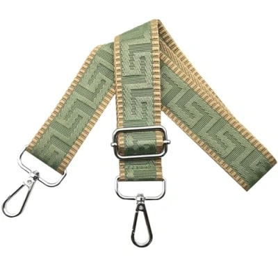 Afbeelding van Verstelbare schouderriem voor tassen, breedte 3,8 cm, met zilverkleurige karabijnhaak, draagriem dameshandtassen, matcha groen, K14