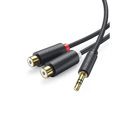 Afbeelding van Ugreen audio adapter jack 3,5 mm mannelijk naar 2xRCA vrouwelijk kabel 0,25 m grijs (AV109)