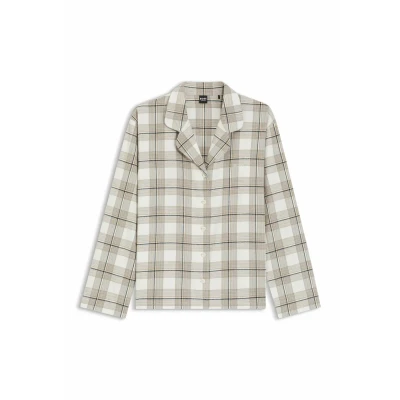 Afbeelding van BOSS dames Pyjamatop met ruitdessin in de kleur Gebroken wit, maat: L