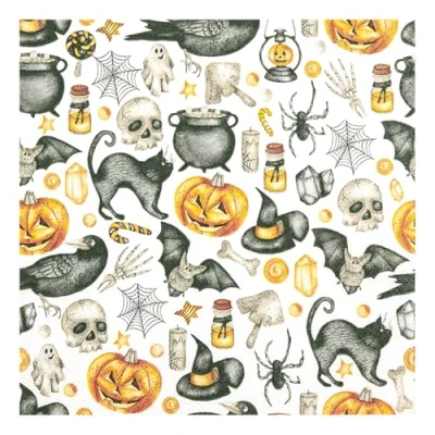 Afbeelding van 20 stuks papieren servetten met Halloween symbolenmotief voor tafeldecoratie, ook geschikt decoupage en servettechniek, 33 x cm