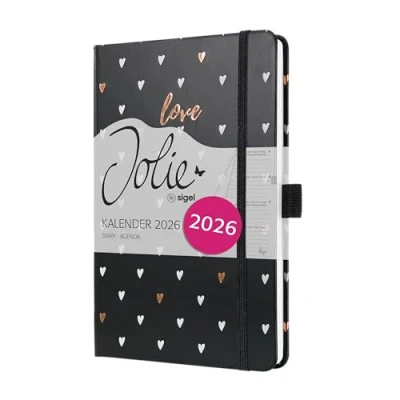 Afbeelding van SIGEL J6335 Wochenkalender Jolie 2026, ca. A5, zwart