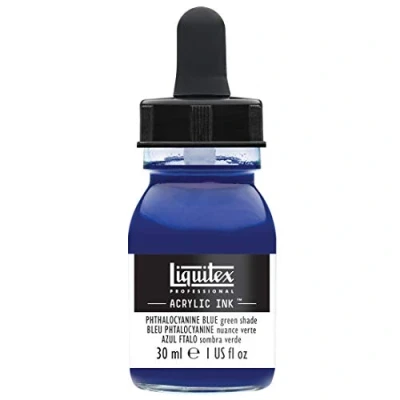 Image de Liquitex 4260316 peinture acrylique professionnelle liquide Encre, 30 ml, aérographe hautement pigmentée, bleu phtalocyanine, ton vert