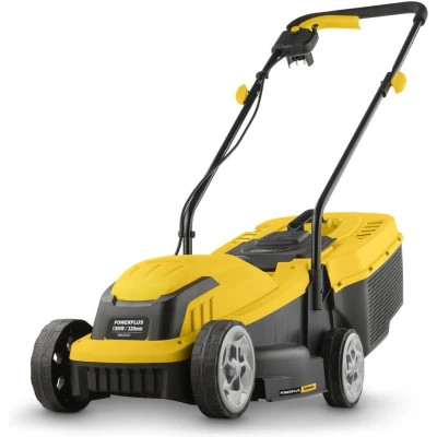 Afbeelding van Powerplus Elektrische grasmaaier POWEG63705, 1300 W motor en {5624} opvangzak, grasmachine met instelbare maaihoogte, maaibreedte 320 mm, tuin tot 250 m² gazonoppervlak, zonder oplaadbare accu