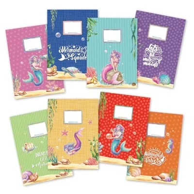 Afbeelding van Papierdrachen Set van 8 hoogwaardige notitieboekomslag papier voor kinderen A4 formaat Zeemeerminnenmotief Ideaal school 250 g/m² nummer 20