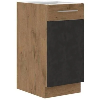 Image de Meuble bas ROCK Mélaminé décor chêne lancelot et gris matera 1 porte L40 x H82 cm