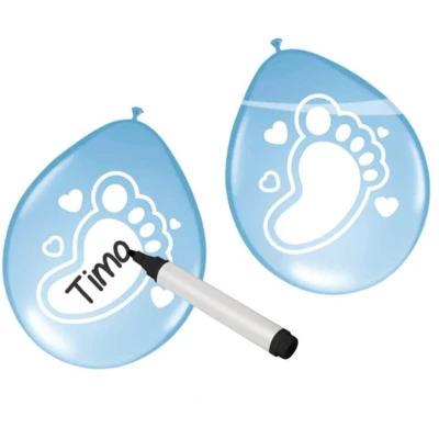 Afbeelding van Ballon schrijfbaar baby boy blauw 6 stuks