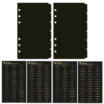 Afbeelding van DY.2ten Zwarte register voor map met 6 gaten, tabbladen 1/6, DIN A6, robuuste kunststof school, kantoor, thuis, 2 sets, 12 tabbladen,