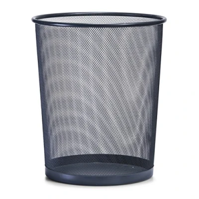 Afbeelding van 1x Antraciet grijze prullenbakje/vuilnisbakje rond van draadmetaal/mesh 29 x 35 cm Zeller Kantoorbenodigdheden Bureau accessoires Vuilnisbakken/Prullenbakken/Afvalbakken Mesh kantoor/bureau benodigdheden