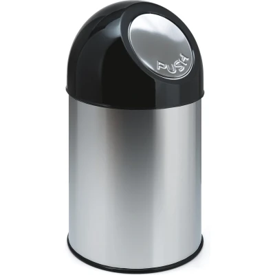 Afbeelding van Afvalbak 30ltr Pushdeksel met onderbak metallic/zwart