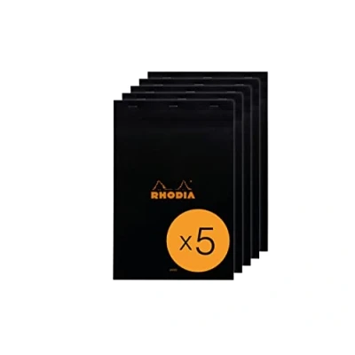 Afbeelding van RHODIA 196009C notitieblok nr. 19 zwart A4+ gelinieerd 80 vellen afneembaar wit papier g/m² omslag van gecoat karton 5 blokken