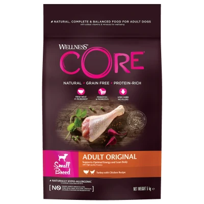 Afbeelding van Wellness Core Grain Free Dog Small Breed Adult Original Hondenvoer Kalkoen Kip 5 kg
