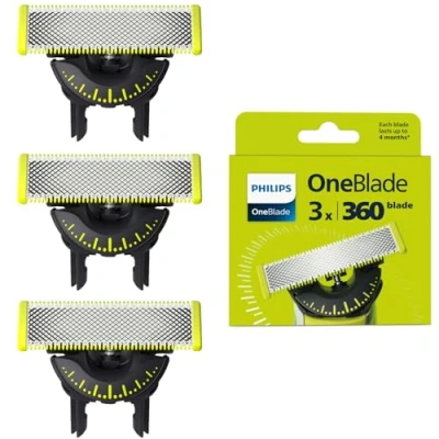 Afbeelding van De authentieke Philips OneBlade 360 vervangende messen, voor elektrisch scheerapparaat en trimmer, 3 stuks, model QP430/60
