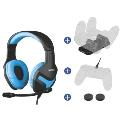 Afbeelding van Konix gamer pack PS4 dockingstation koptelefoon kabel