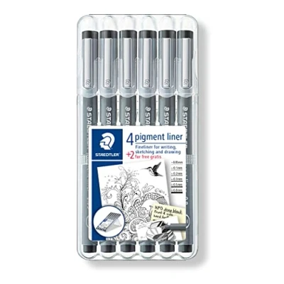 Afbeelding van pigment liner fineliner box 6 st (4 + 2)