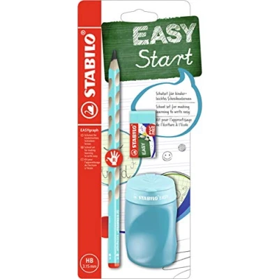 Afbeelding van STABILO EASYgraph Ergonomisch Grafietpotlood Rechtshandig Met Extra Dikke 3.15 mm Kern Potlood + Slijper Gom School Set