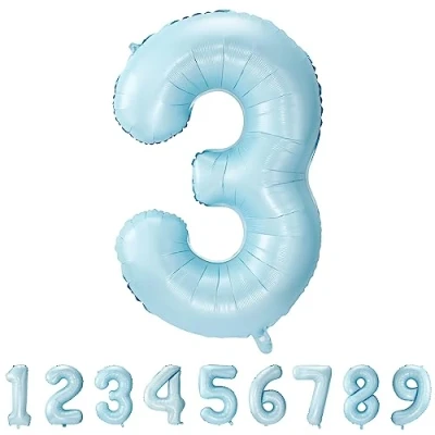 Afbeelding van ballon cijfer verjaardag 3 blauw 101 cm decoratie jaar heliumballon