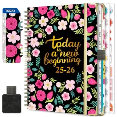 Afbeelding van NEYSA Agenda 2025 2026, weekplanner, spiraal, juli juni 2026 (12 maanden), A5, schoolagenda met penlus, bladwijzer en planstickers (rood)