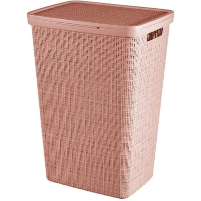 Afbeelding van Curver Wasmand Met Deksel Jute Look 58L Roze