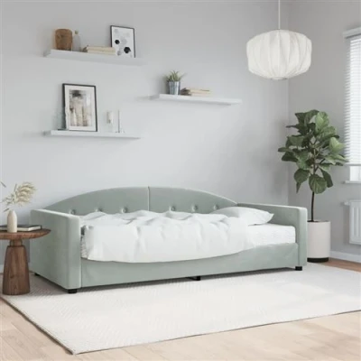 Afbeelding van vidaXL Slaapbank met matras 90x200 cm fluweel lichtgrijs