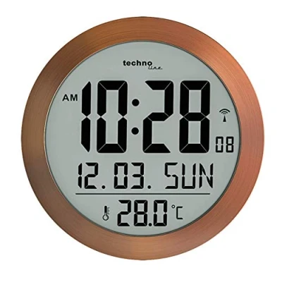 Afbeelding van Digitale radiogestuurde wandklok / tafelklok Thermometer Datum Wekker functie Technoline WS 8038