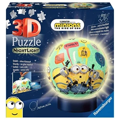 Afbeelding van Ravensburger 3D Ball puzzel verlicht Minions 2 Vanaf 6 jaar 72 genummerde onderdelen om te monteren zonder lijm Inclusief lichtsokkel 11180